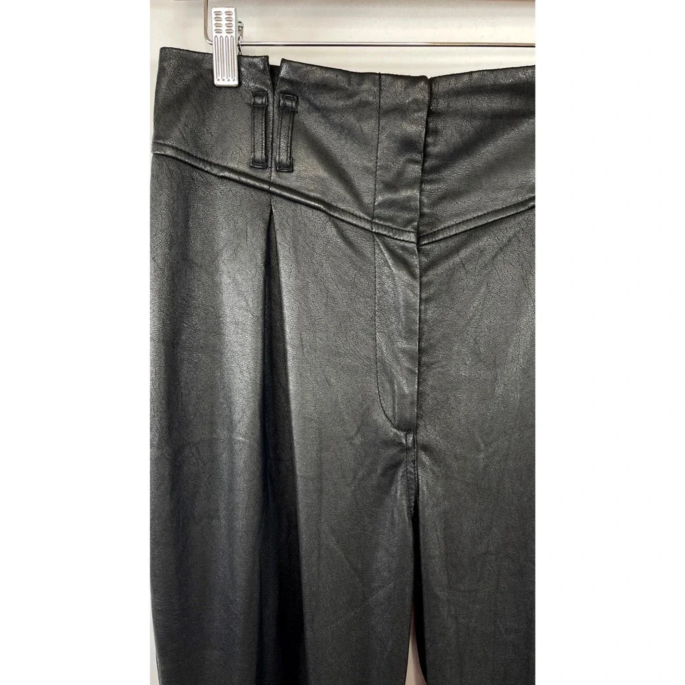 For Love & Lemons Faux Leather Tapered Pants M Black Edgy Sleek NO BELT READ*